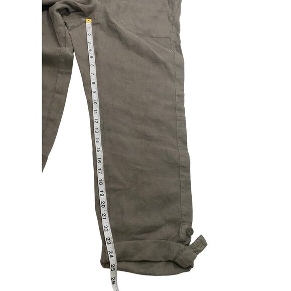 Pure Jill roll tab pull on Linen Elastic Waist Pants M Relaxed Fit cool khaki - Picture 10 of 11